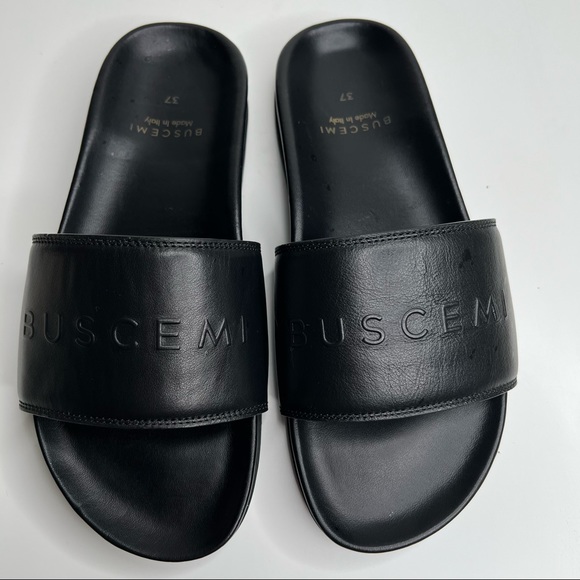 BUSCEMI Black Leather Slides Sandals Womens Size 37 EU 7 US - Picture 6 of 13